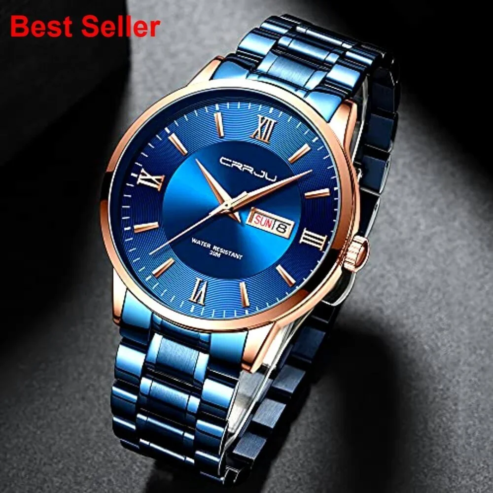 Stainless Steel Chronograph Watch for Men Business Casual